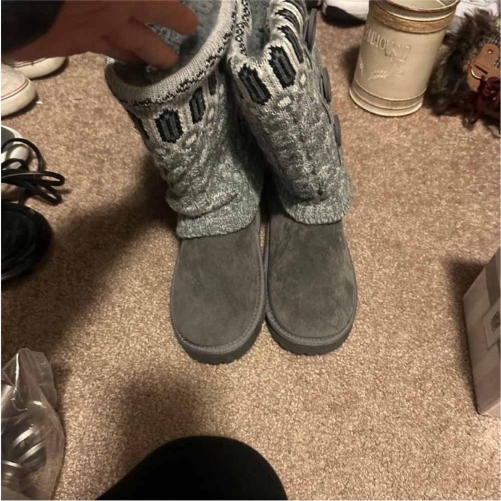 Muk Luks Charcoal Knit Winter Boots - Picture 3 of 3